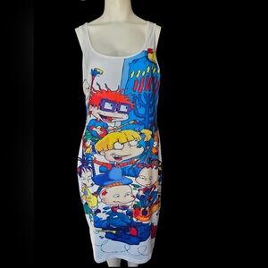 Rugrats Cartoon Print Tank Dress Size 1XL Nickelodeon Nostalgia 90s
